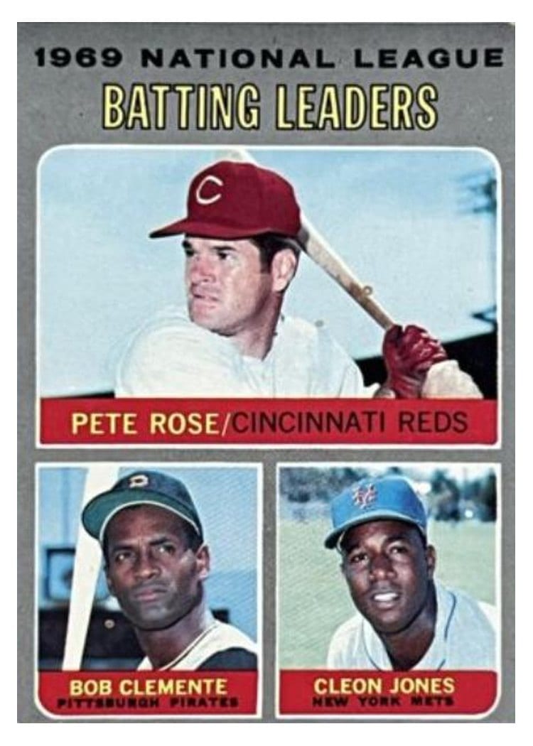 1970 Topps 1969 National League Batting Leaders: Pete Rose / Bob Clemente / Cleon Jones #61 card