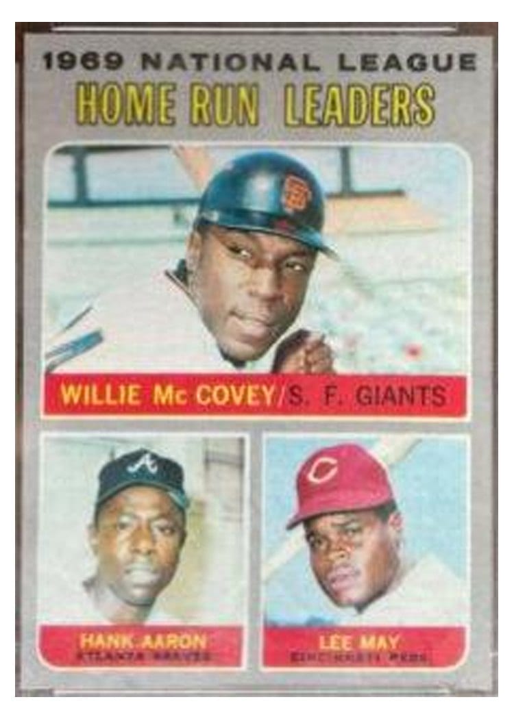 1970 Topps 1969 National League Home Run Leaders: Willie McCovey / Hank Aaron / Lee May #65 card