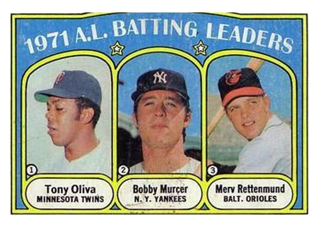 1972 Topps 1971 A.L. Batting Leaders #86 card