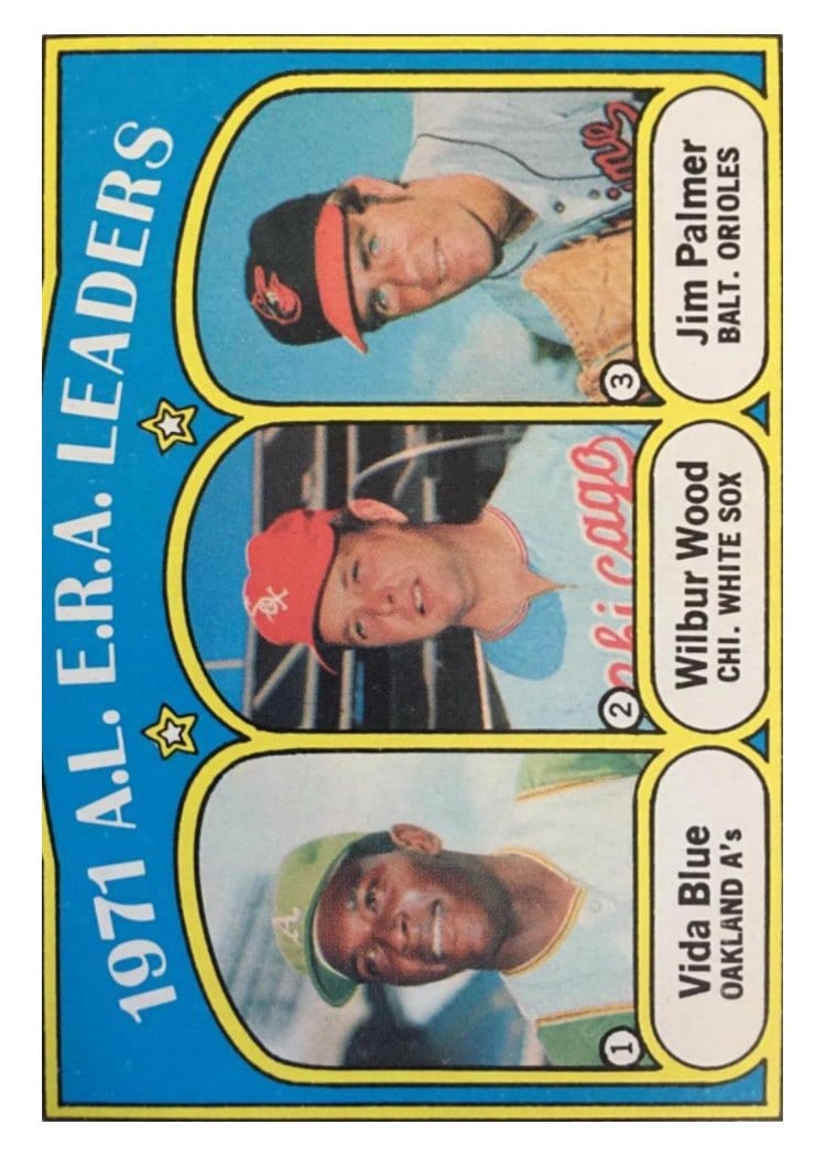 1972 Topps 1971 A.L. E.R.A. Leaders #92 card