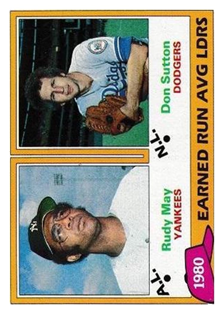 1981 Topps 1980 Earned Run Average Leaders: Rudy May / Don Sutton #7 card
