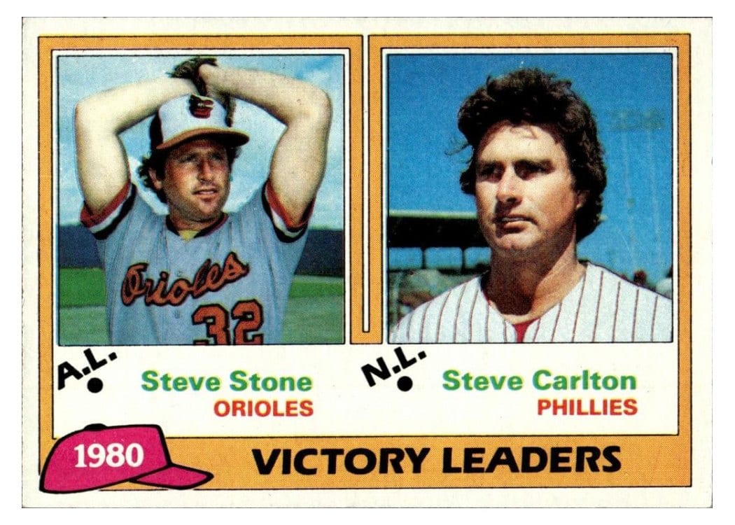 1981 Topps 1980 Victory Leaders: Steve Stone / Steve Carlton #5 card