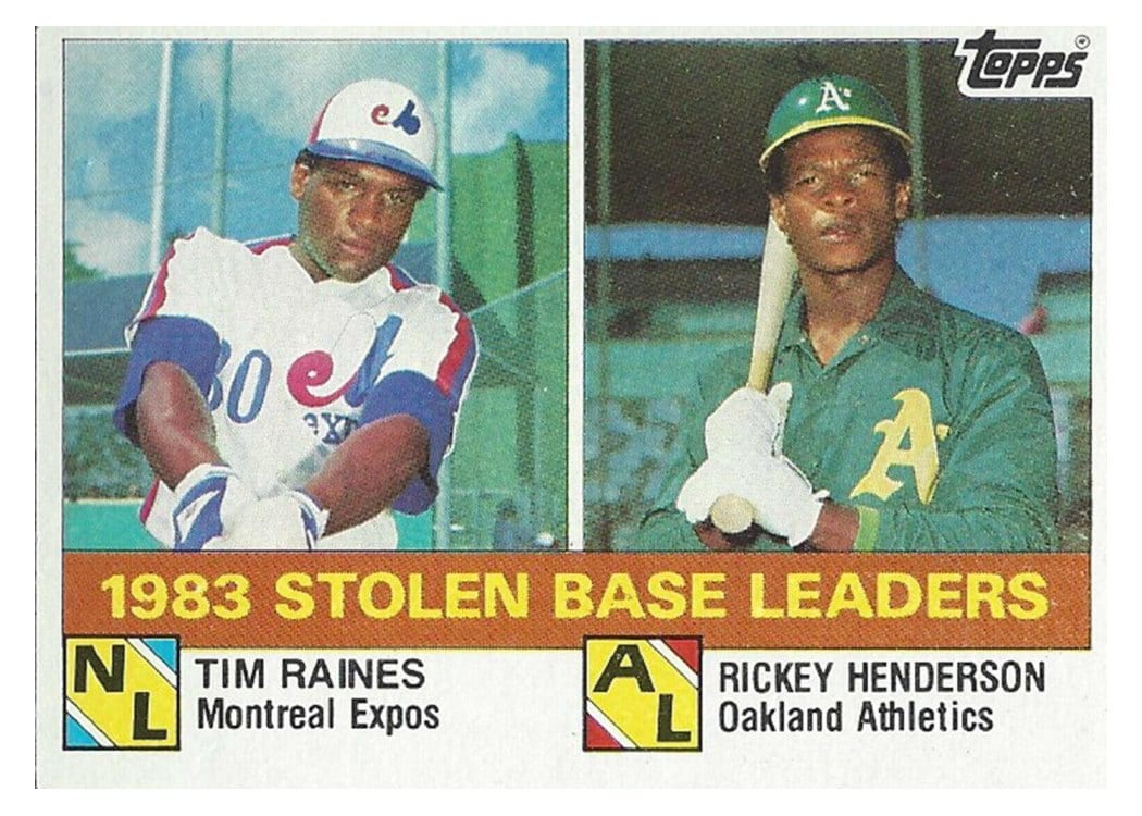 1984 Topps 1983 Stolen Base Leaders (Tim Raines / Rickey Henderson #134 card