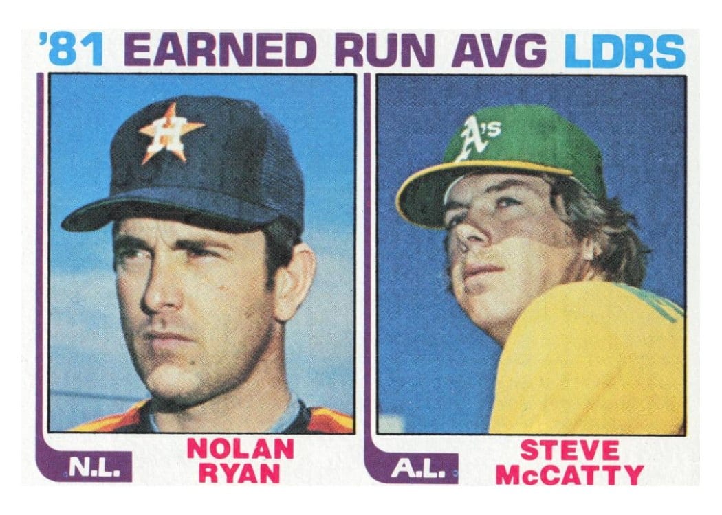 1982 Topps 81 Earned Run Average Leaders: Nolan Ryan / Steve McCatty #167 card