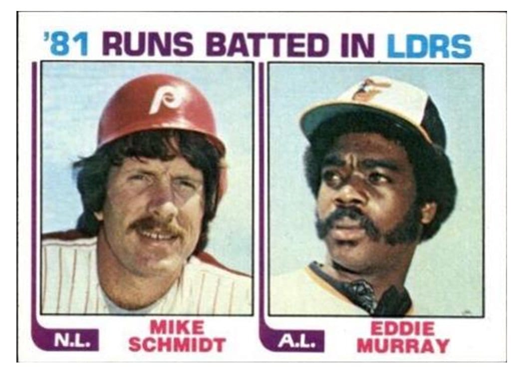 1982 Topps 81 Runs Batted In Leaders: Mike Schmidt / Eddie Murray #163 card
