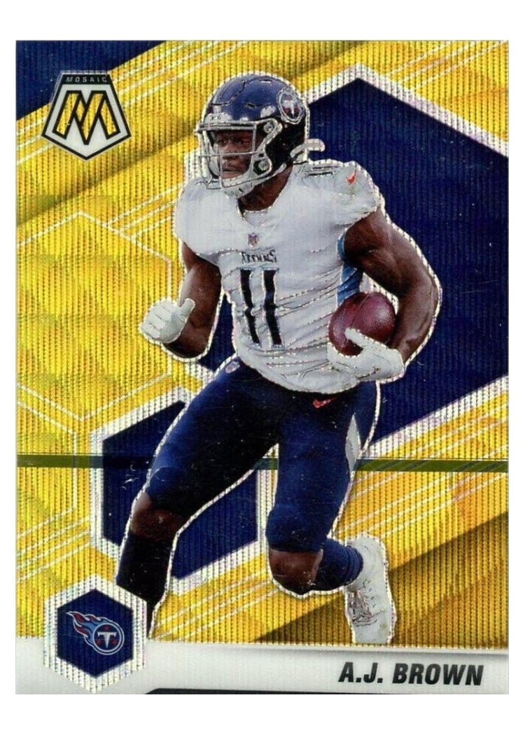 2021 Panini Mosaic Base Set A.J. Brown Gold Wave Mosaic #195 card