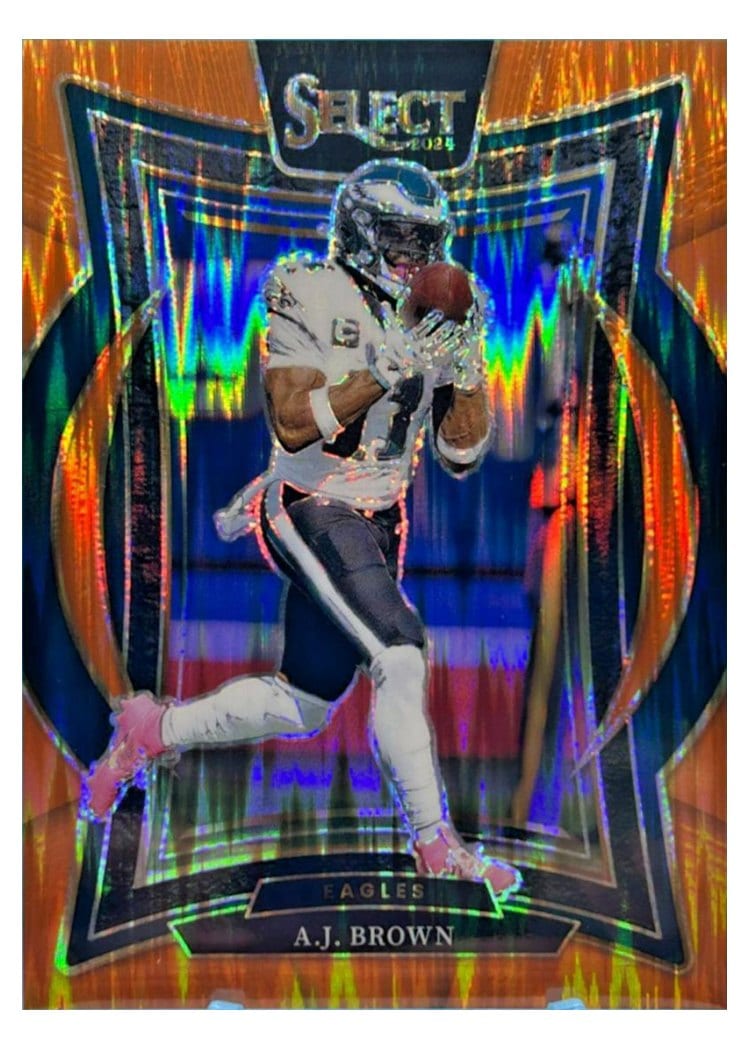 2024 Panini Select Base Set A.J. Brown Orange Prizm Shock #2 card