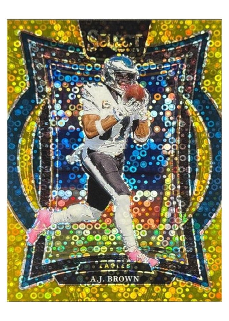 2024 Panini Select Base Set A.J. Brown Gold Disco Prizm #2 card