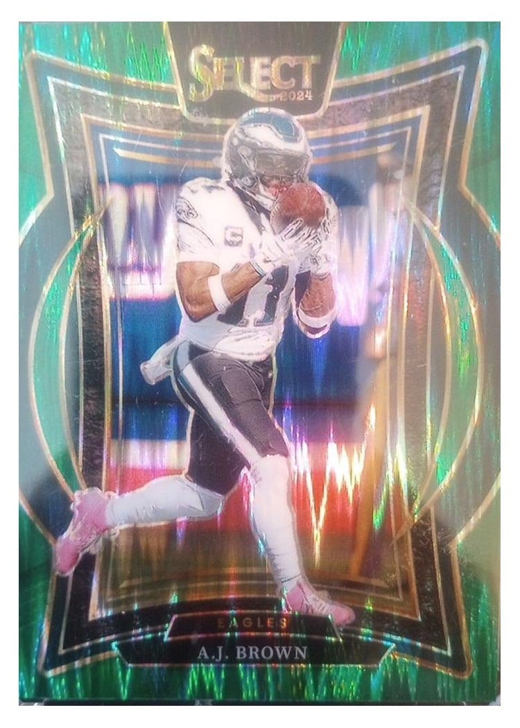 2024 Panini Select Base Set A.J. Brown Green Prizm Shock #2 card