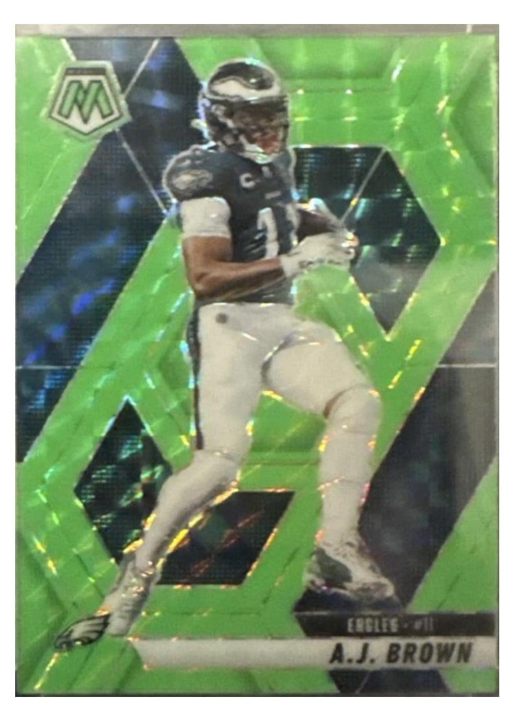 2025 Panini Mosaic Base Set A.J. Brown Neon Green Fluorescent #78 card
