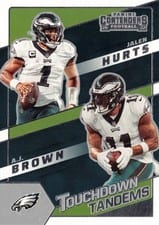 2022 Panini Contenders Touchdown Tandems A. J. Brown, Jalen Hurts Emerald #TDT-PHI