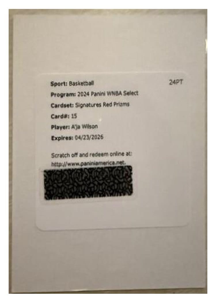 2024 Panini Prizm WNBA Signatures A'ja Wilson #SG-AW card