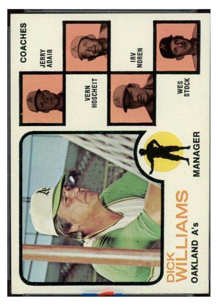 1973 Topps A's Field Leaders With Left Ear #179 card