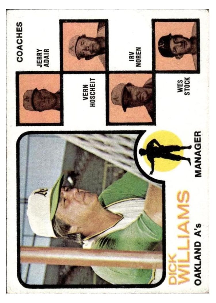1973 Topps A's Field Leaders No Left Ear #179 card