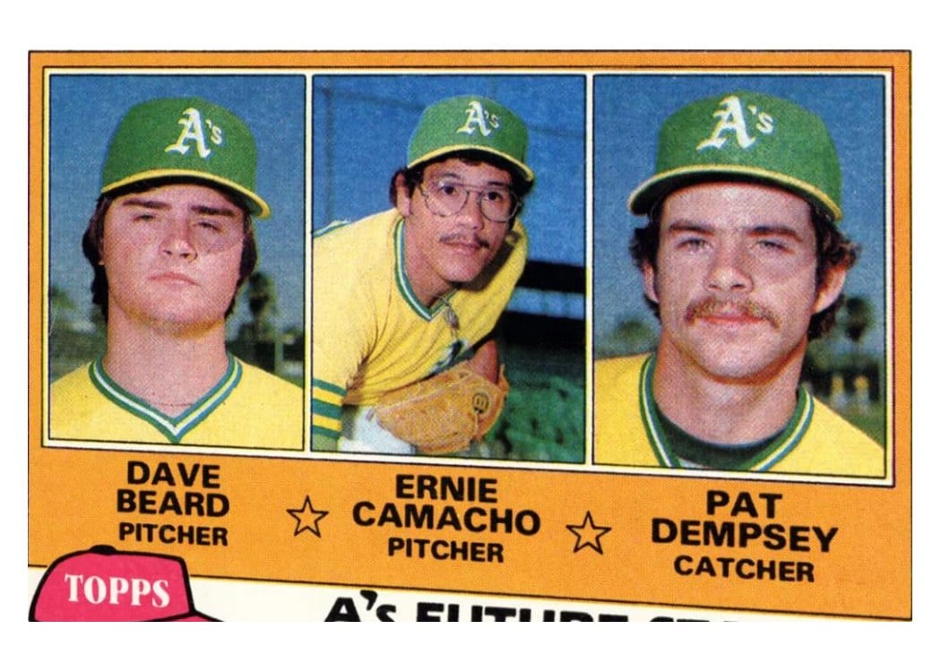 1981 Topps A's Future Stars: Dave Beard / Ernie Camacho / Pat Dempsey #96 card