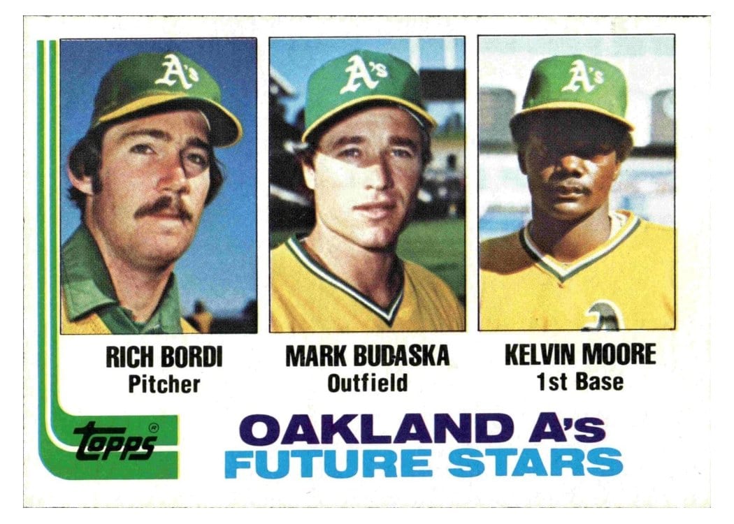 1982 Topps A's Future Stars: Rich Bordi / Mark Budaska / Kelvin Moore #531 card