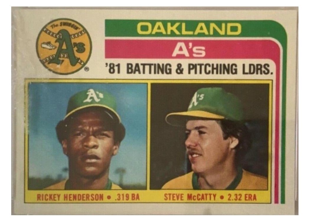1982 Topps A's Leaders #156 card