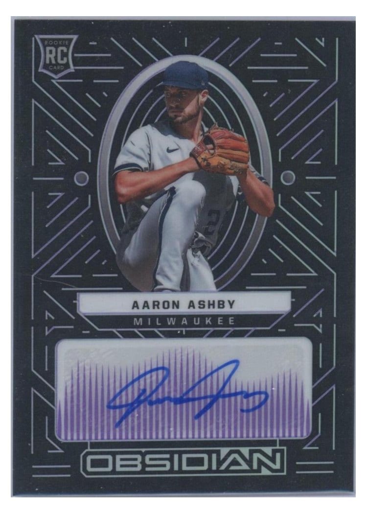 2022 Panini Chronicles Obsidian Autographs Aaron Ashby #OA-AA card