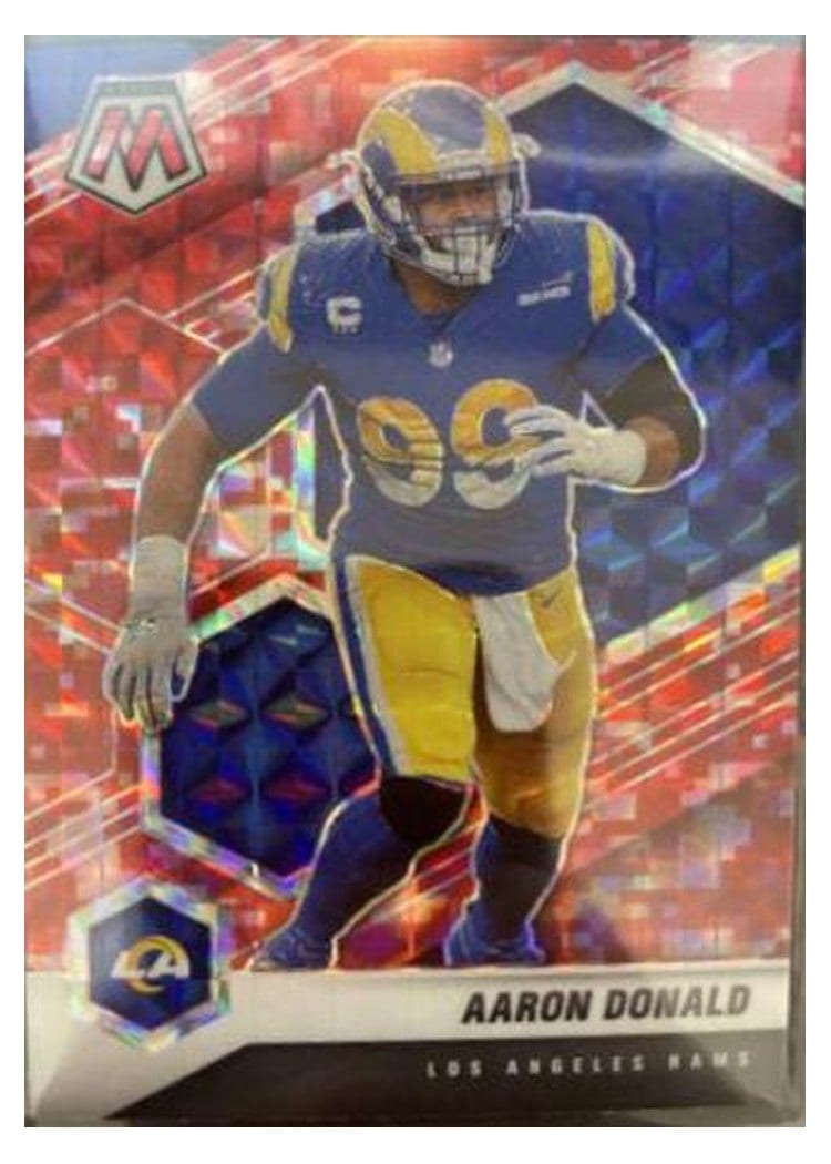 2021 Panini Mosaic Base Set Aaron Donald Camo Red Mosaic #120 card