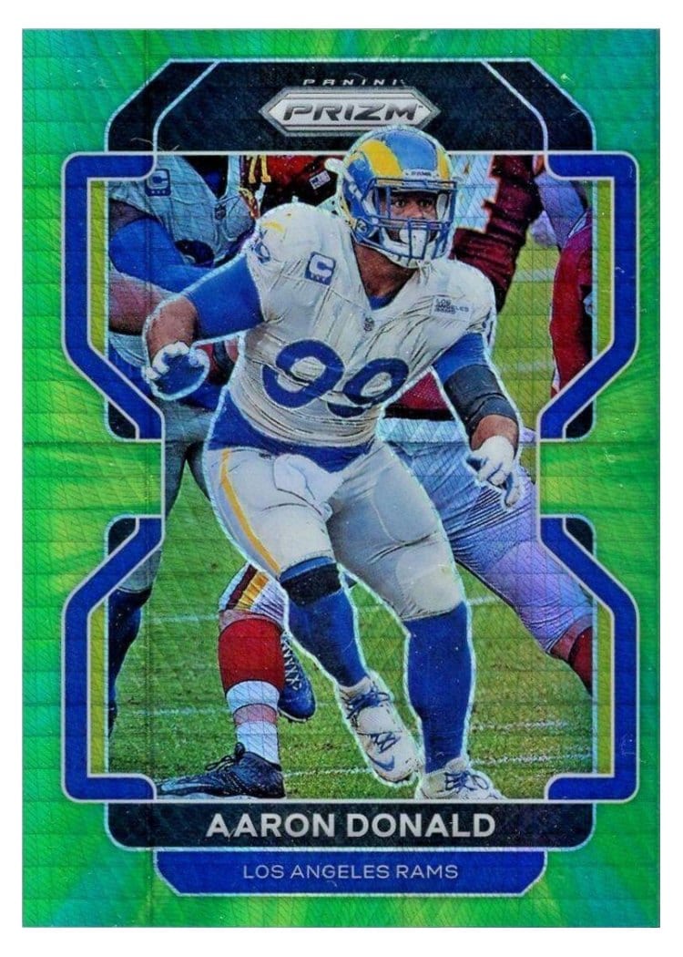 2021 Panini Prizm Base Set Aaron Donald Green Prizm #69 card