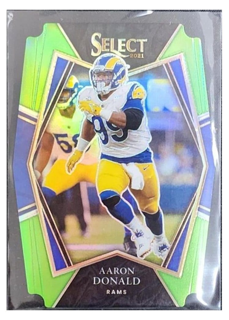 2021 Panini Select Base Set Aaron Donald Neon Green Die Cut #120 card