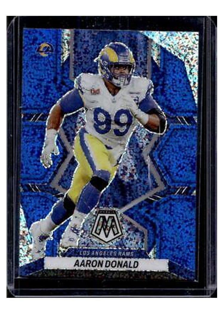 2022 Panini Mosaic Base Set Aaron Donald Blue Sparkle #112 card