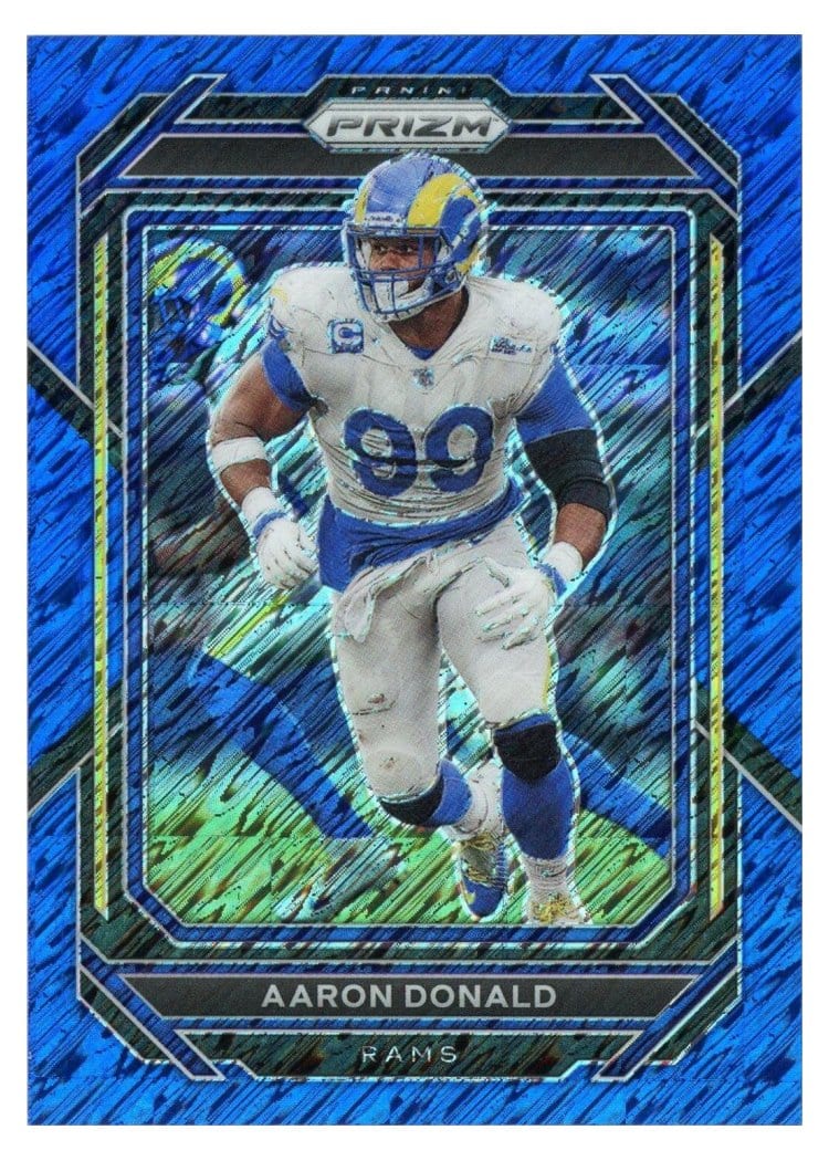 2022 Panini Prizm Base Set Aaron Donald Blue Shimmer #164 card