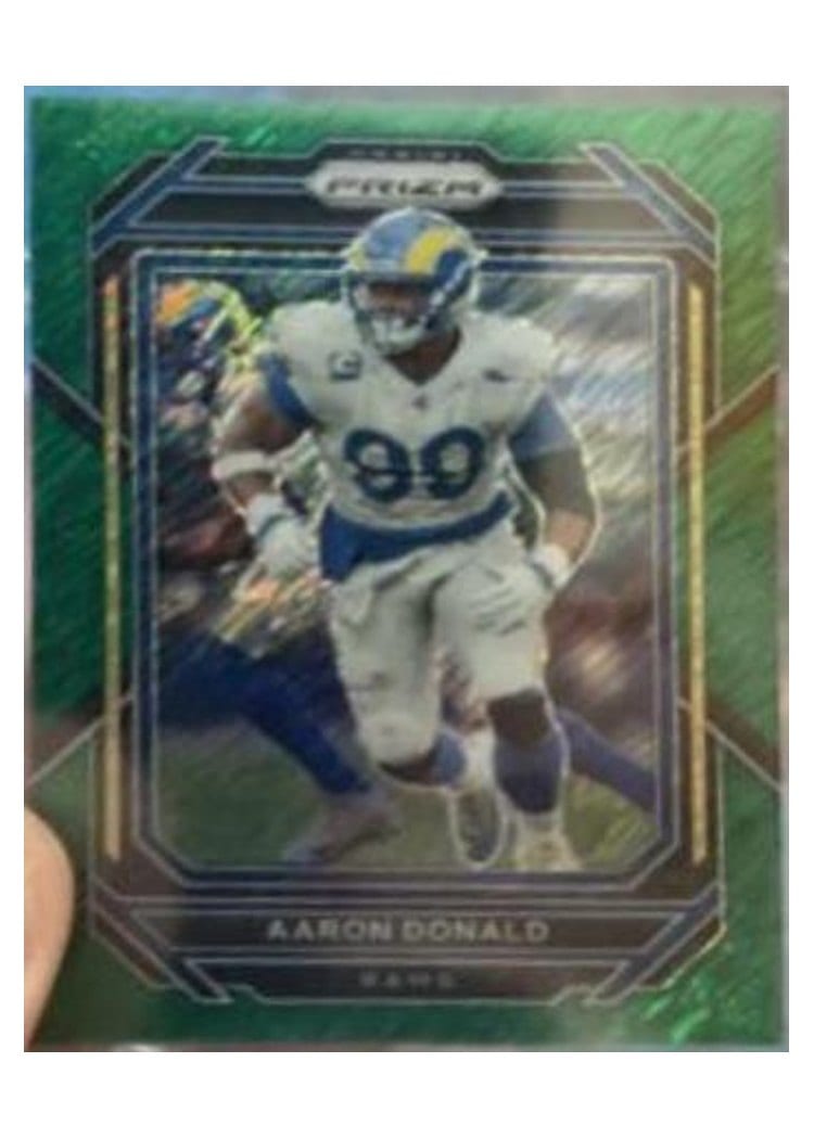 2022 Panini Prizm Base Set Aaron Donald Green Shimmer #164 card
