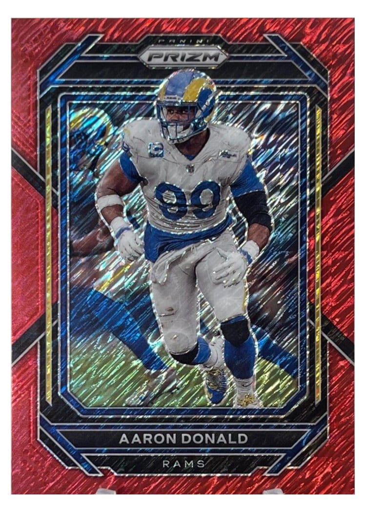 2022 Panini Prizm Base Set Aaron Donald Red Shimmer #164 card
