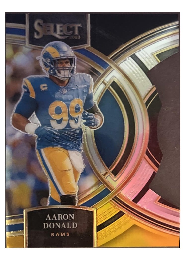 2023 Panini Select Base Set Aaron Donald Black Gold Prizm Die-Cut #113 card