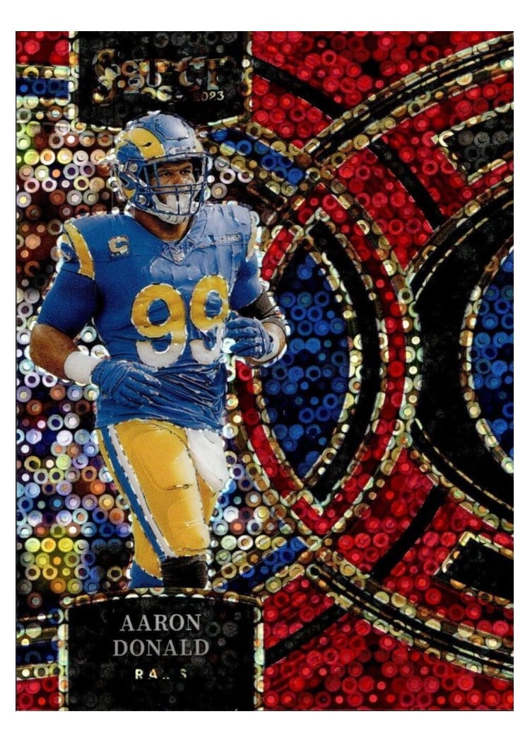 2023 Panini Select Base Set Aaron Donald Disco Red Prizm #113 card