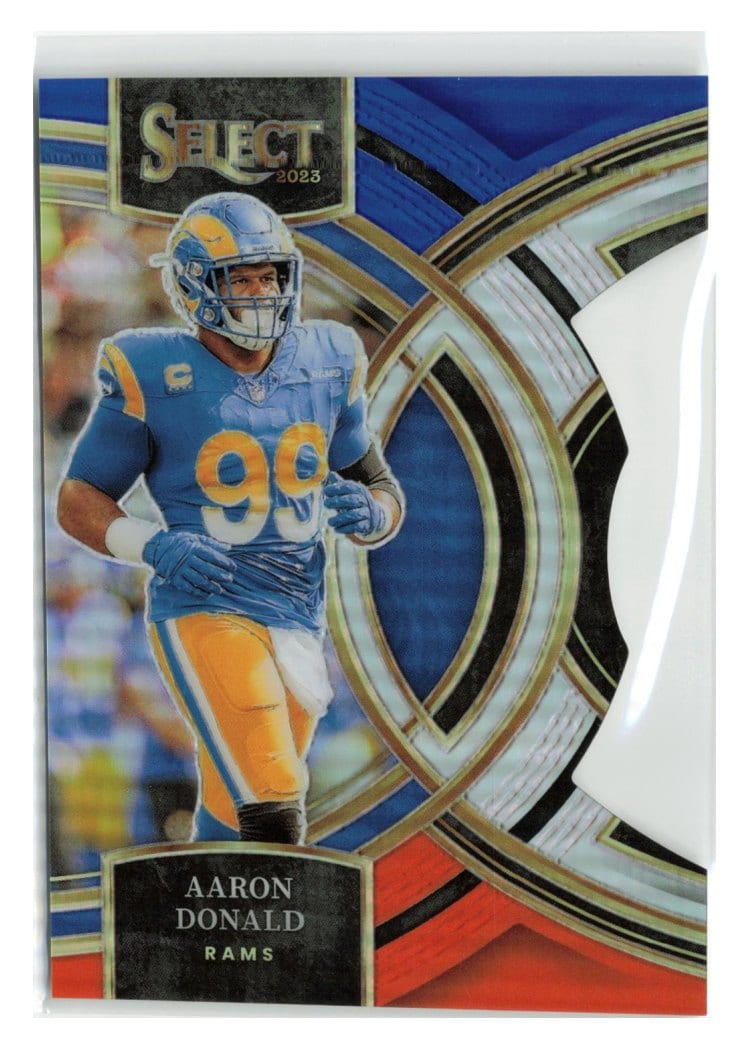 2023 Panini Select Base Set Aaron Donald Blue Orange Prizm Die-Cut #113 card