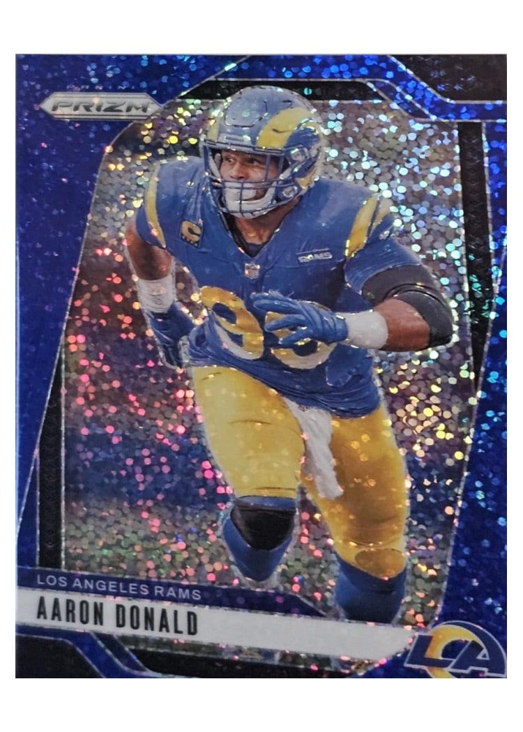 2024 Panini Prizm Base Set Aaron Donald Blue Sparkle #172 card