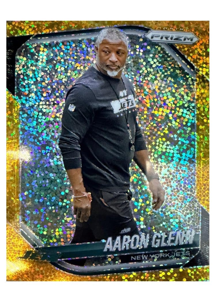 2025 Panini Prizm Base Set Aaron Glenn Gold Sparkle #47 card