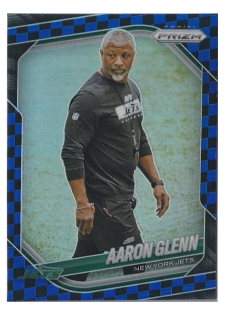 2025 Panini Prizm Base Set Aaron Glenn Black Blue Checker #47 card