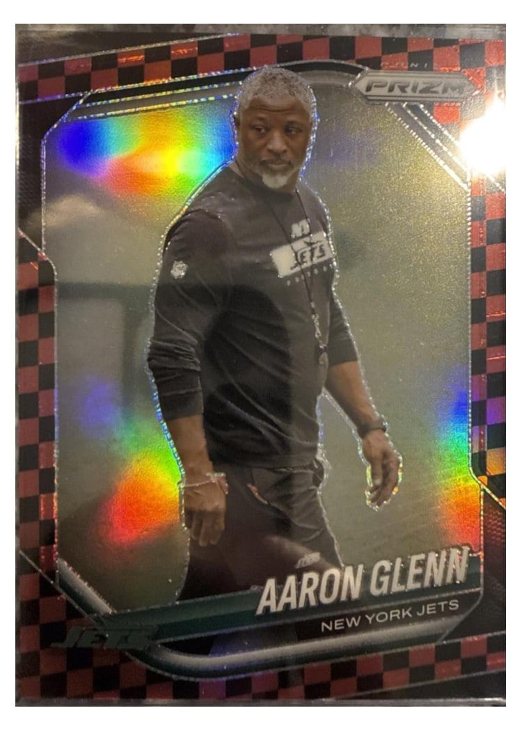 2025 Panini Prizm Base Set Aaron Glenn Black Red Checker #47 card