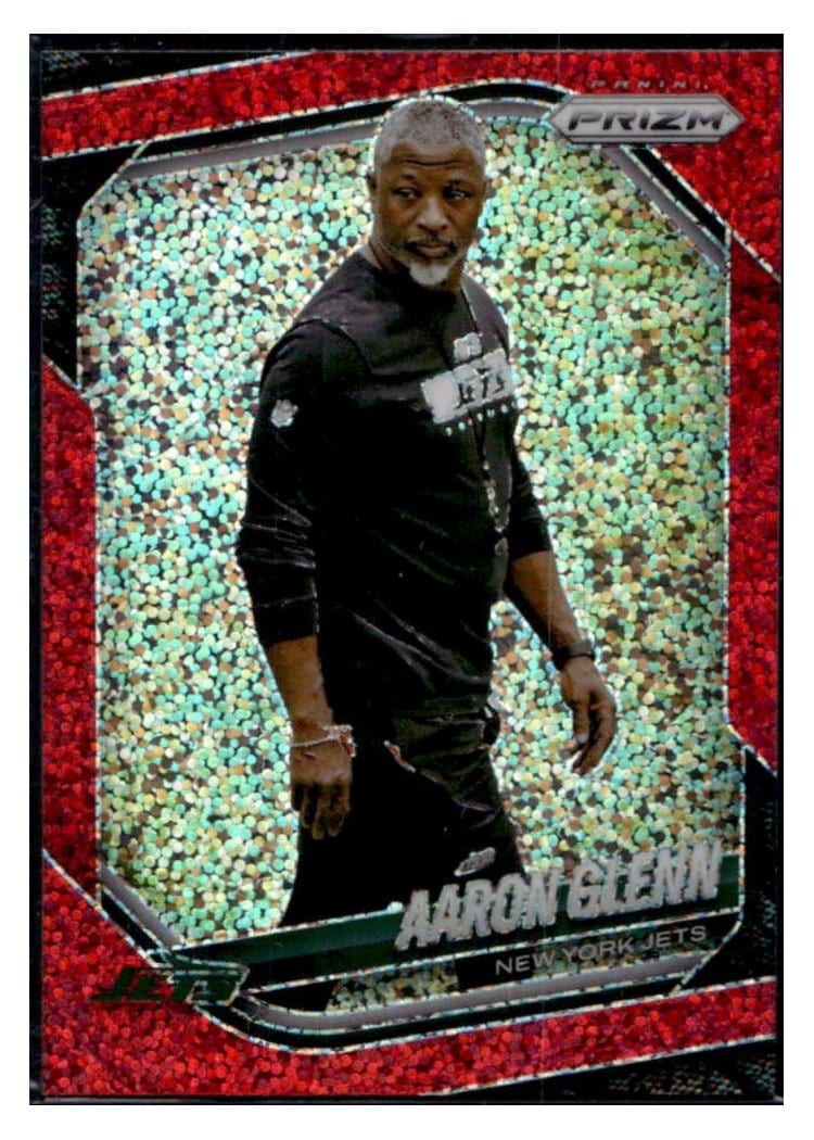 2025 Panini Prizm Base Set Aaron Glenn Red Sparkle #47 card