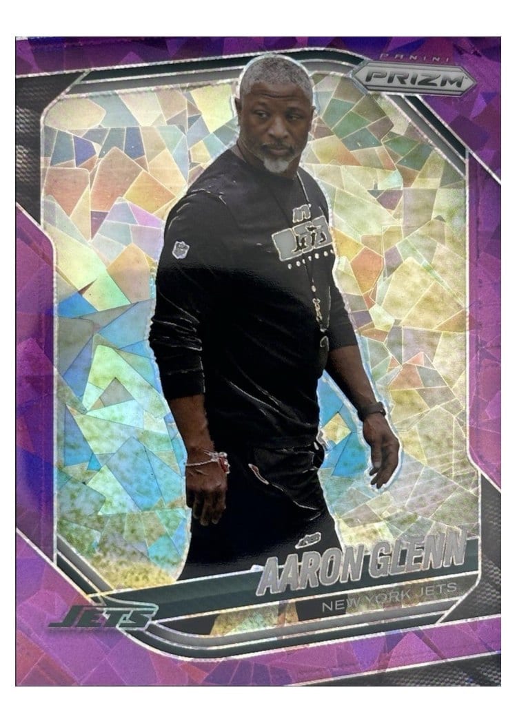 2025 Panini Prizm Base Set Aaron Glenn Purple Ice #47 card