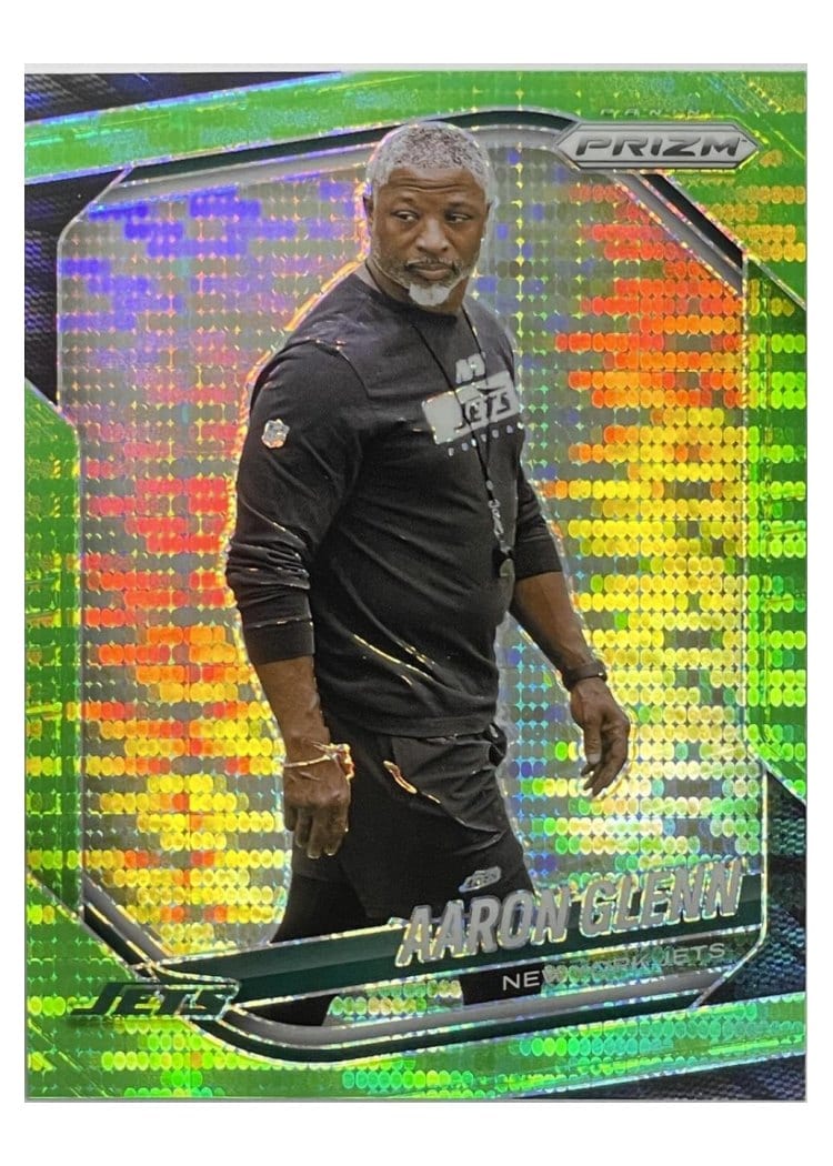 2025 Panini Prizm Base Set Aaron Glenn Neon Green Pulsar #47 card