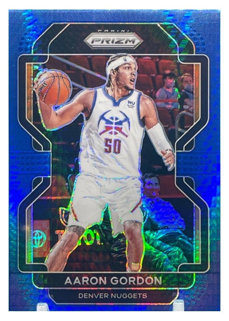 2021-22 Panini Prizm Base Set Aaron Gordon Blue Hyper Prizm #217 card