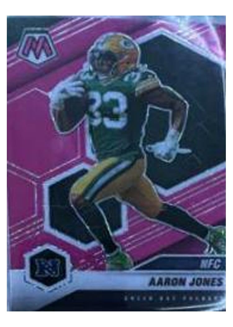 2021 Panini Mosaic Base Set Aaron Jones Pink Fluorescent #212 card
