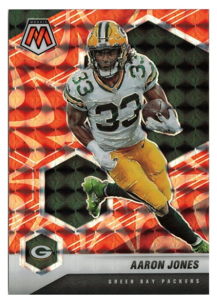 2021 Panini Mosaic Base Set Aaron Jones Orange Fluorescent #81 card