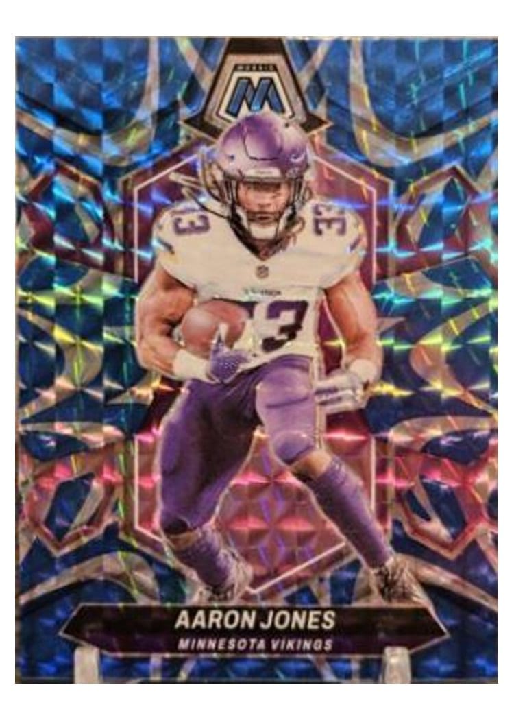 2024 Panini Mosaic Base Set Aaron Jones Blue Reactive #142 card