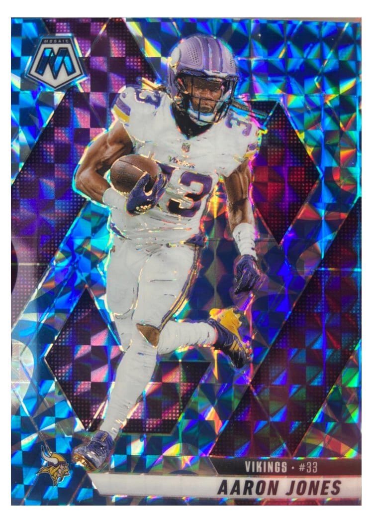 2025 Panini Mosaic Base Set Aaron Jones Reactive Blue #128 card