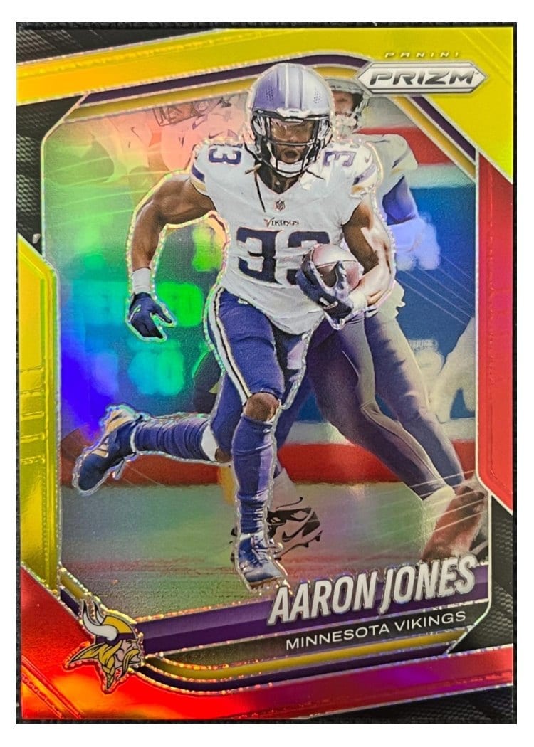 2025 Panini Prizm Base Set Aaron Jones Red Yellow #7 card
