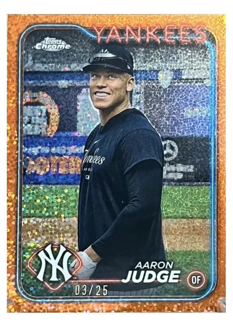 2024 Topps Chrome Aaron Judge Orange Speckle Refractor Image Variation #50 card