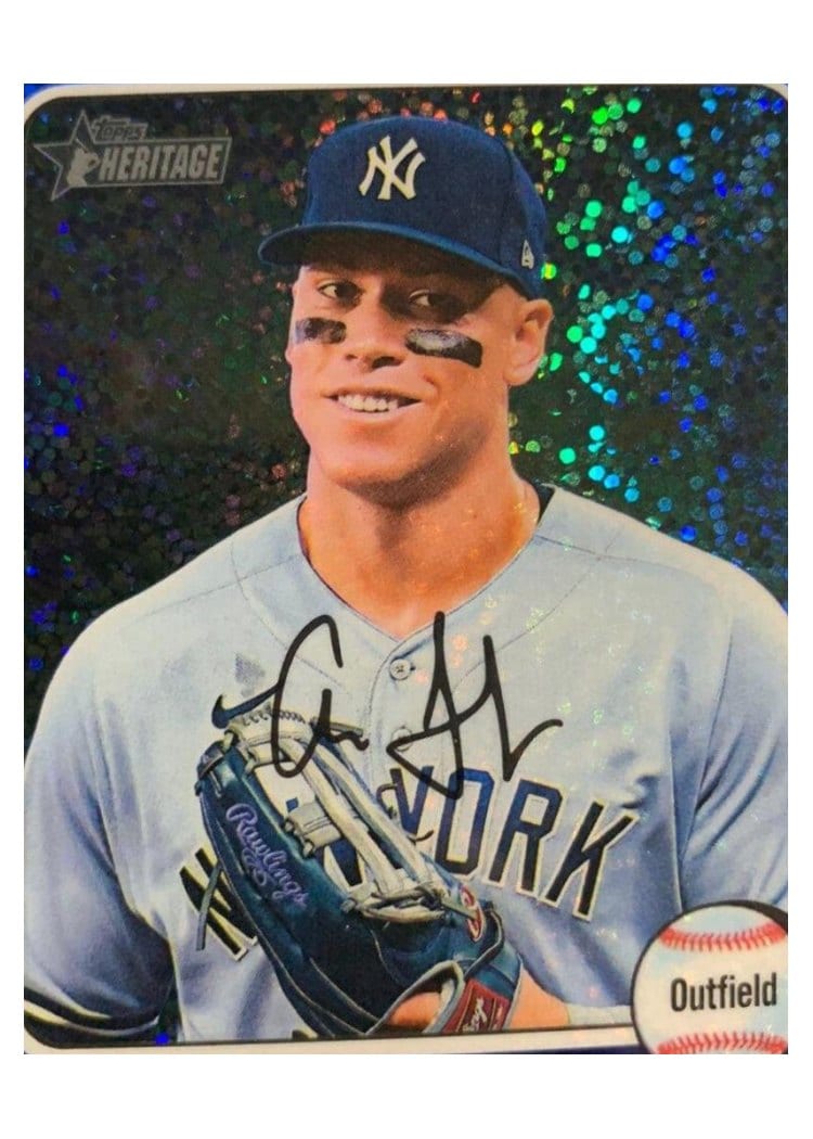 2024 Topps Heritage Aaron Judge Blue Sparkle Refractor #112 card