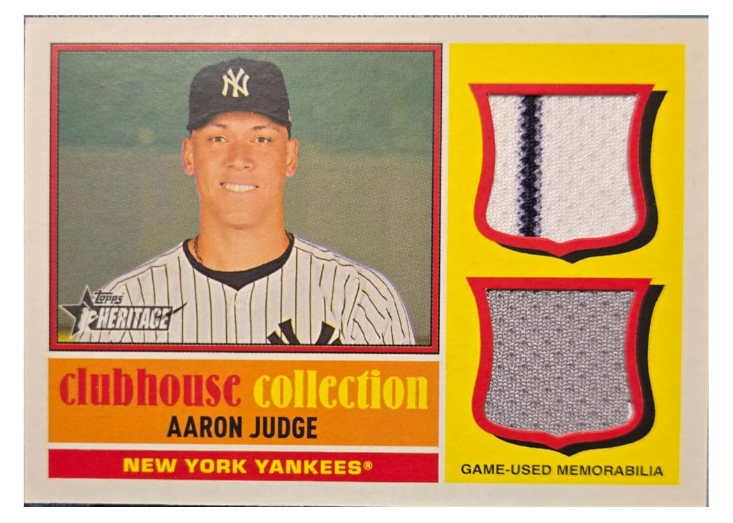 2025 Topps Heritage Clubhouse Collection Single Player Dual Relics Aaron Judge #CCSDR-AJ card