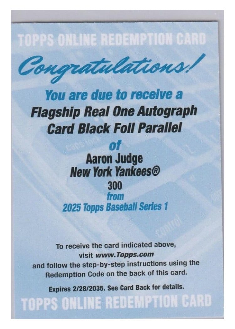 2025 Topps Real One Autographs Aaron Judge #300 card