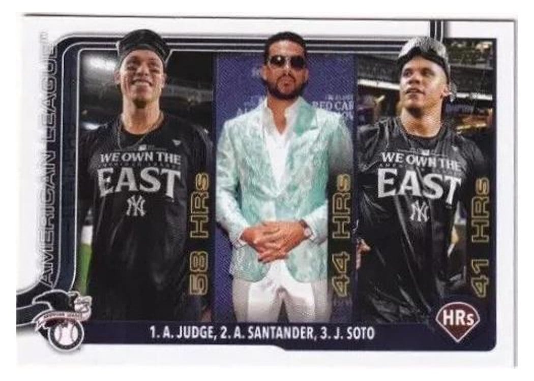 2025 Topps Aaron Judge / Juan Soto / Anthony Santander Golden Mirror Image Variation #79 card